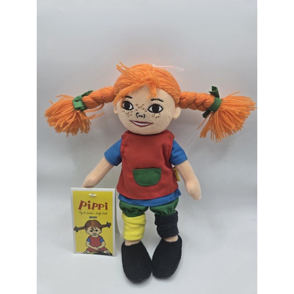 Vintage 8" Pippi Longstocking Micki Plush Doll NWT Import